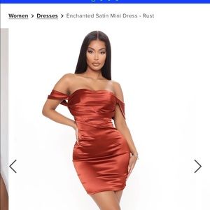 Fashion Nova Satin mini dress rust.